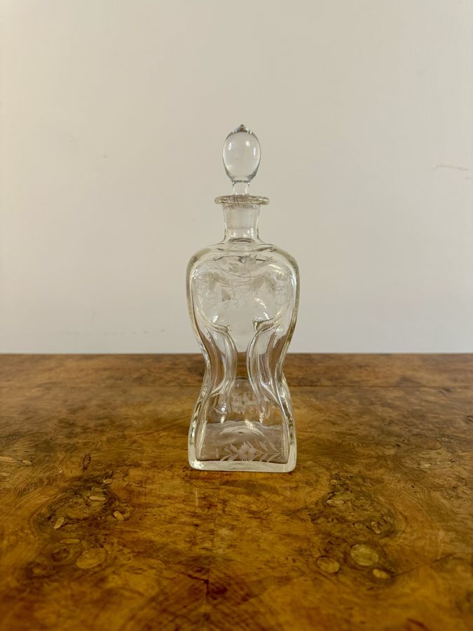 Antique Stunning quality antique Victorian hourglass shaped decanter 