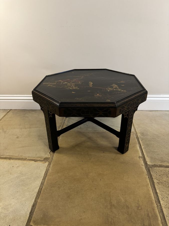 Antique Wonderful quality antique Edwardian chinoiserie decorated coffee table 