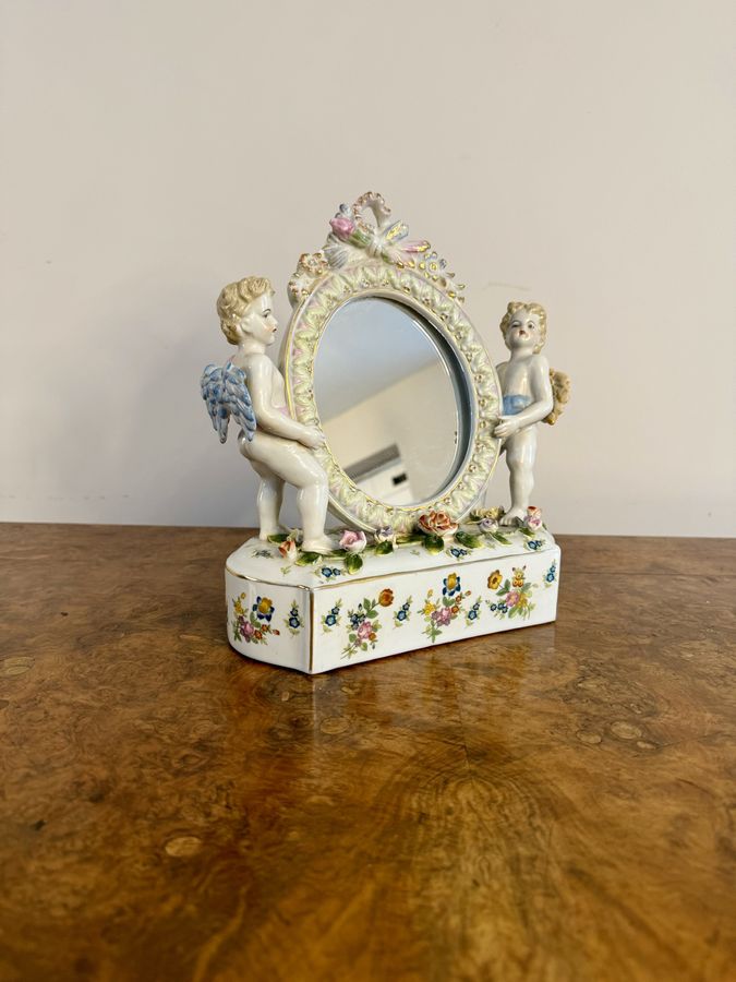 Antique Pretty antique porcelain dressing table mirror