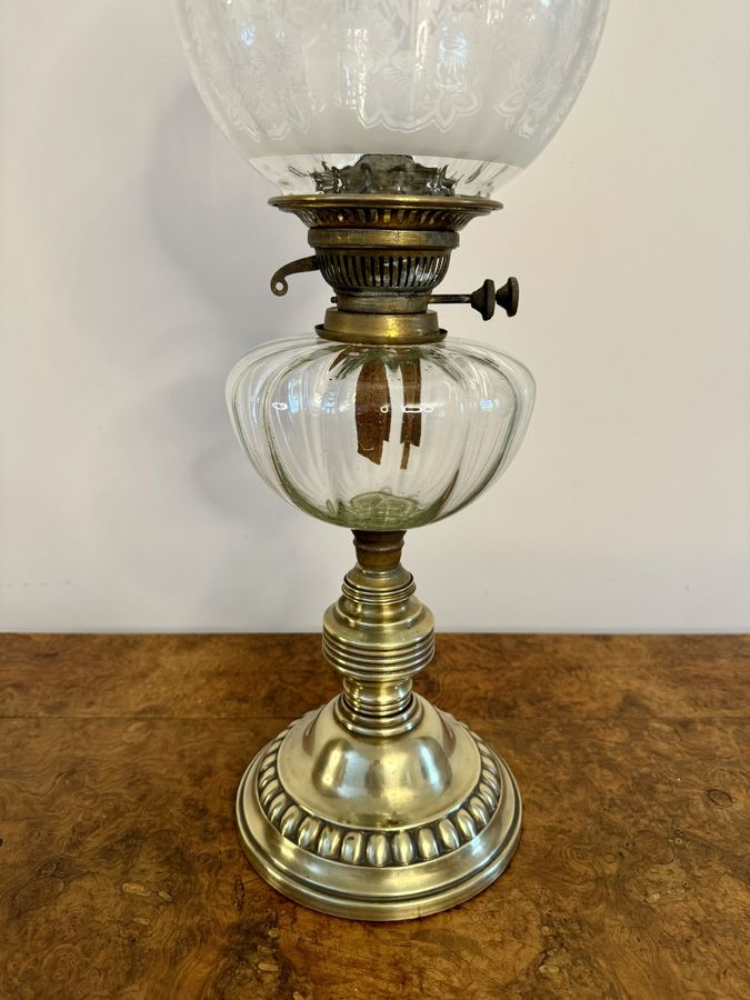 Antique Quality antique Victorian brass oil lamp 