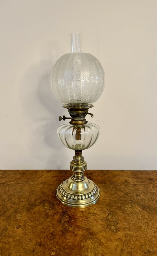 Antique Quality antique Victorian brass oil lamp 