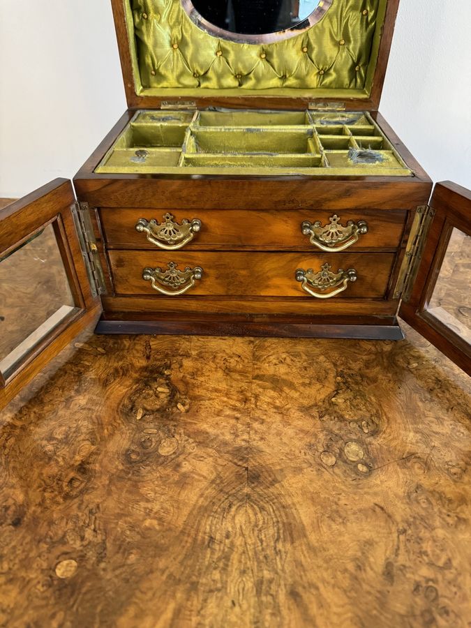 Antique Fantastic quality antique Victorian burr walnut jewellery box 