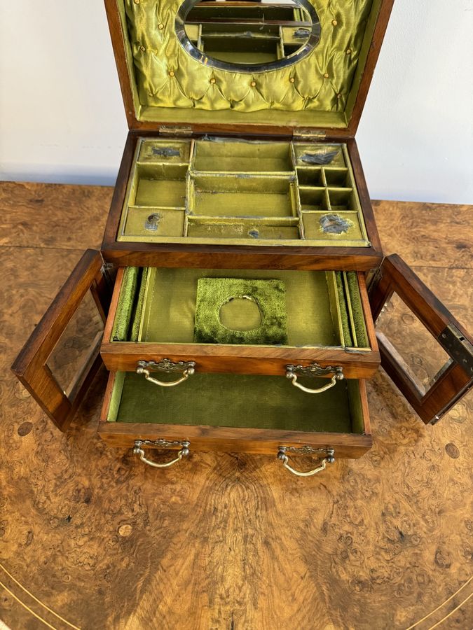 Antique Fantastic quality antique Victorian burr walnut jewellery box 