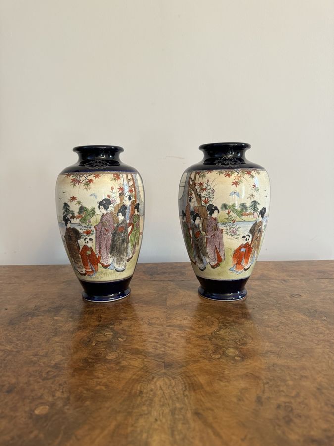 Antique Wonderful quality pair of antique Japanese satsuma vases 