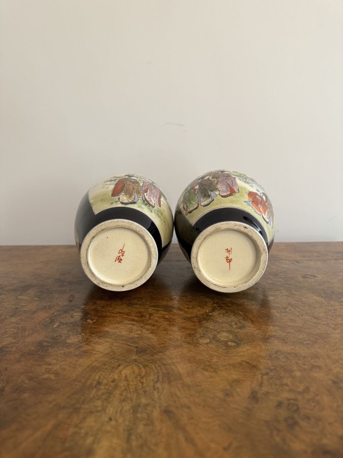 Antique Wonderful quality pair of antique Japanese satsuma vases 