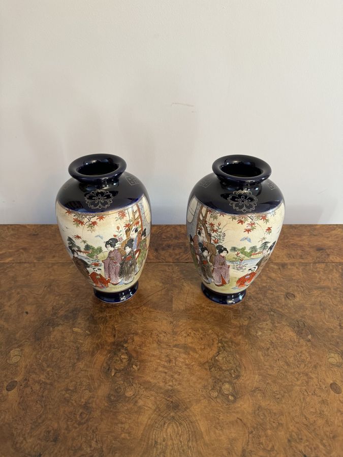 Antique Wonderful quality pair of antique Japanese satsuma vases 