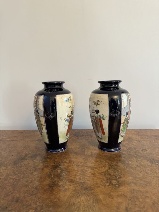 Antique Wonderful quality pair of antique Japanese satsuma vases 