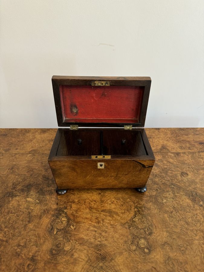 Antique Lovely antique Victorian rosewood tea caddy 