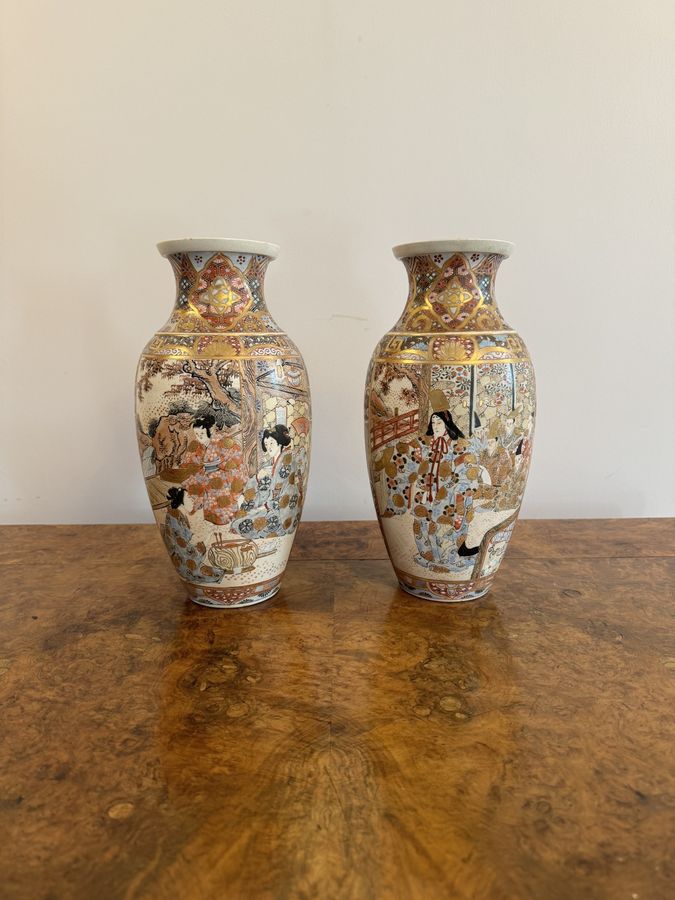 Antique Pair of antique 19th century quality Japanese satsuma vases 