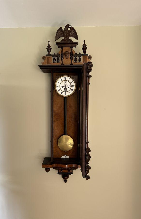 Antique Fantastic quality antique Victorian carved walnut Vienna wall clock 