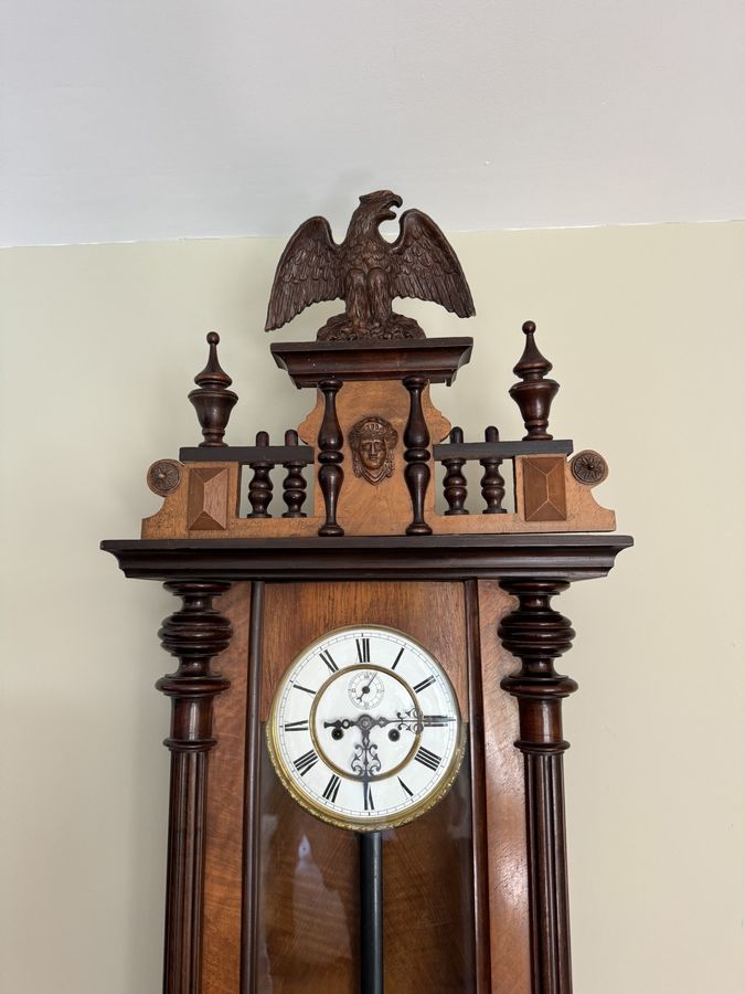 Antique Fantastic quality antique Victorian carved walnut Vienna wall clock 