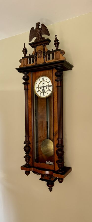 Antique Fantastic quality antique Victorian carved walnut Vienna wall clock 