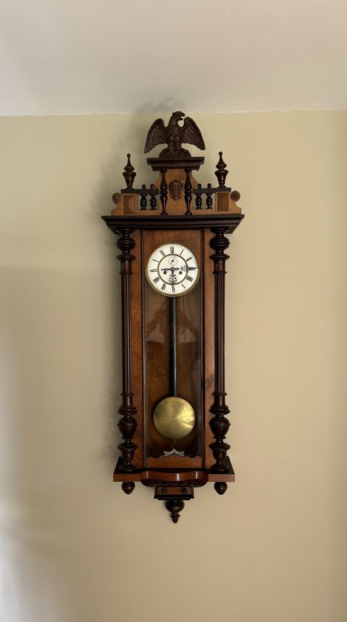 Antique Fantastic quality antique Victorian carved walnut Vienna wall clock 