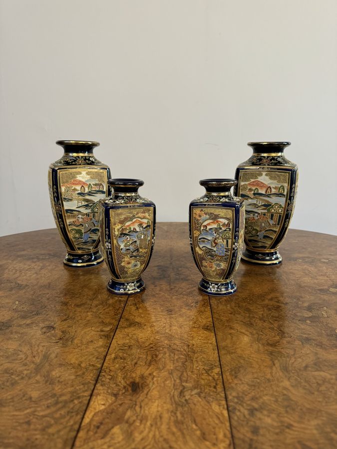 Antique Outstanding quality antique Japanese satsuma vase garniture 