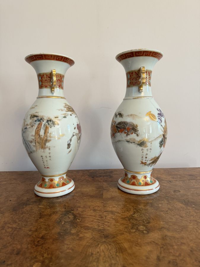 Antique Superb quality pair of antique 19th century porcelain Chinese famille vercv vases 