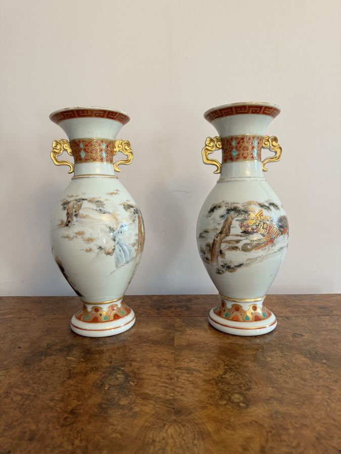 Antique Superb quality pair of antique 19th century porcelain Chinese famille vercv vases 