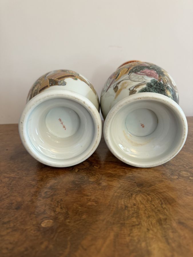 Antique Superb quality pair of antique 19th century porcelain Chinese famille vercv vases 