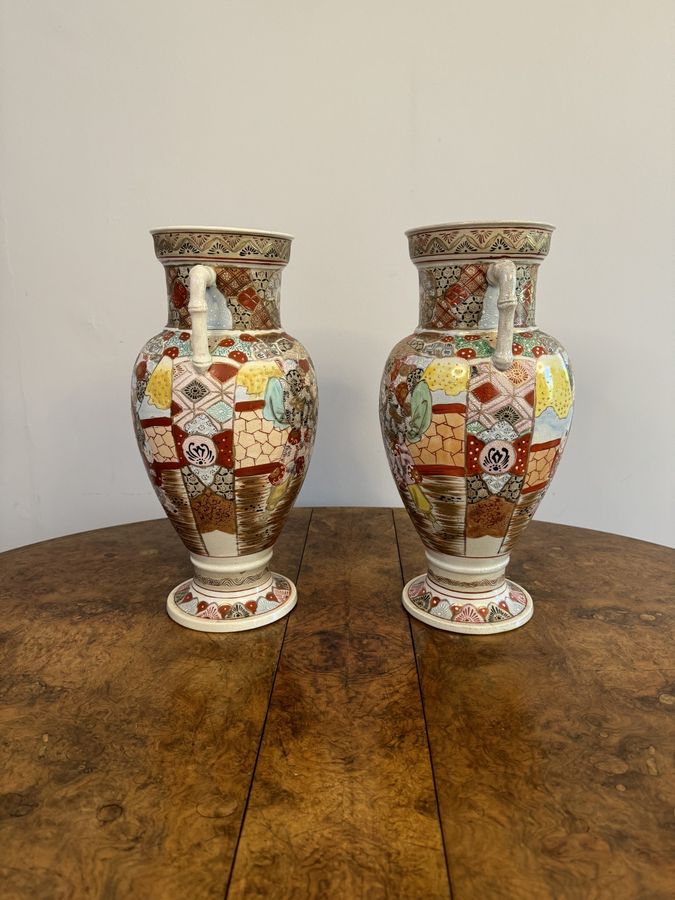 Antique Quality pair of large antique Japanese satsuma vases 