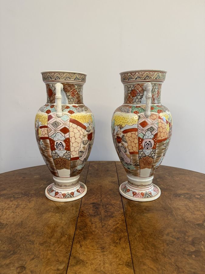 Antique Quality pair of large antique Japanese satsuma vases 