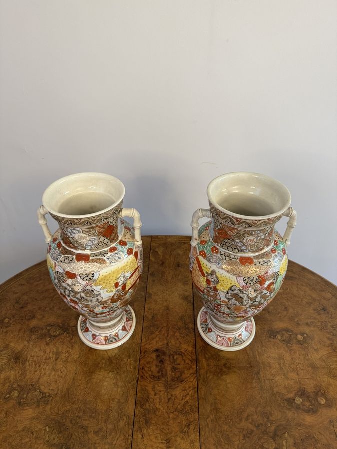 Antique Quality pair of large antique Japanese satsuma vases 