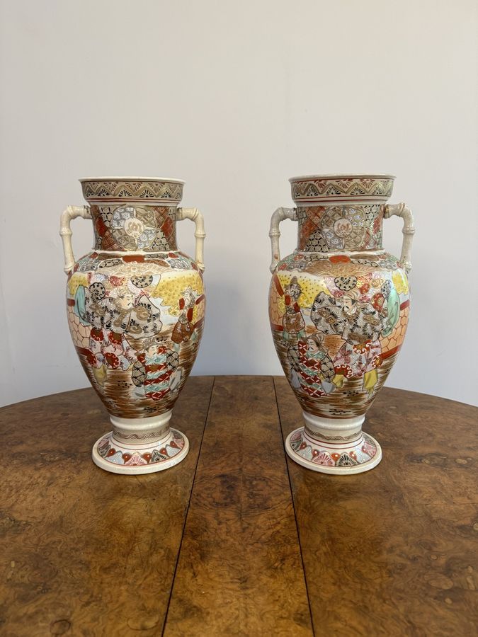 Antique Quality pair of large antique Japanese satsuma vases 