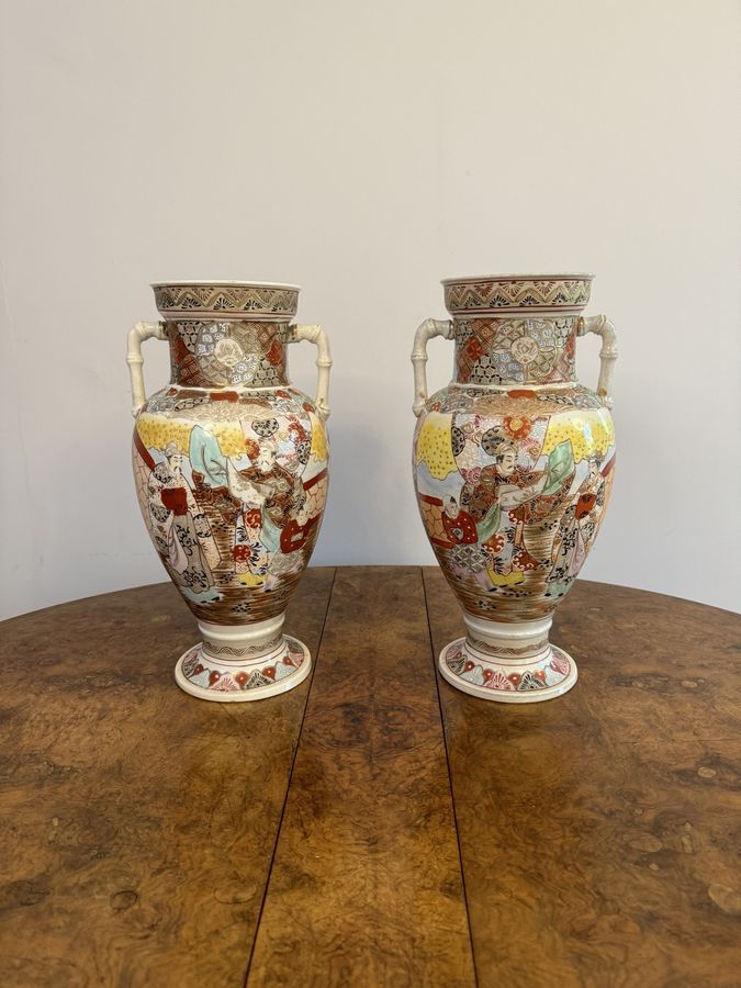 Antique Quality pair of large antique Japanese satsuma vases 