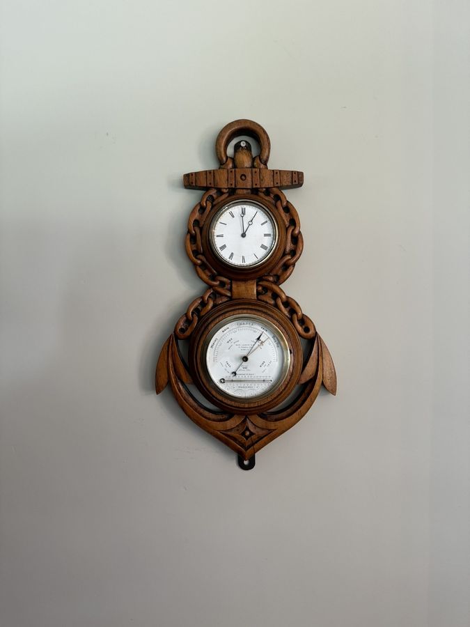 Fantastic quality antique Victorian carved oak banjo clock barometer