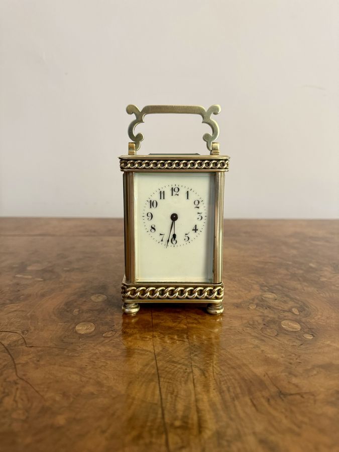 Antique Attractive quality antique Victorian brass carriage clock 