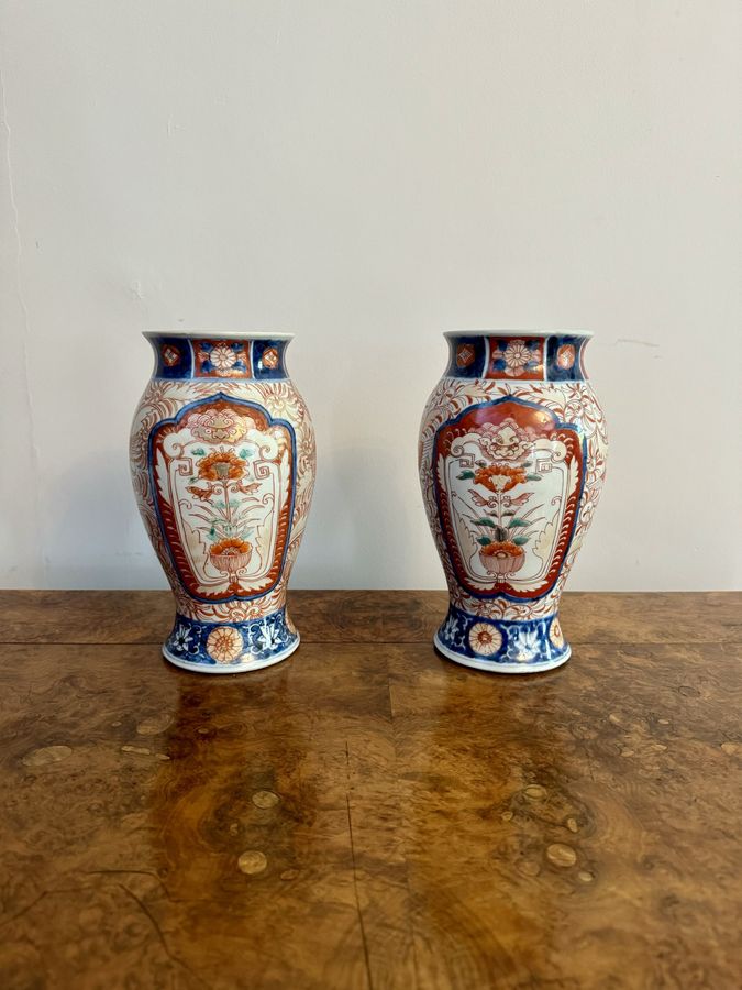 Antique Fine quality pair of antique Japanese imari vases 