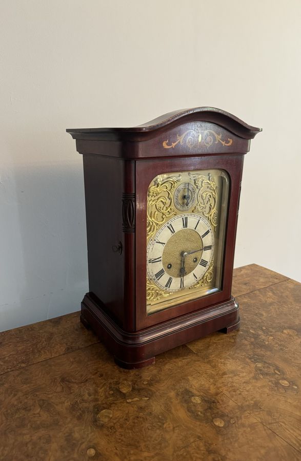 Antique Antique Edwardian quality mahogany inlaid chiming 8 day mantle clock