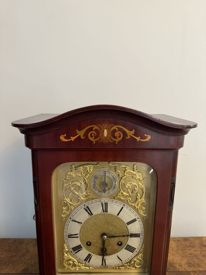 Antique Antique Edwardian quality mahogany inlaid chiming 8 day mantle clock