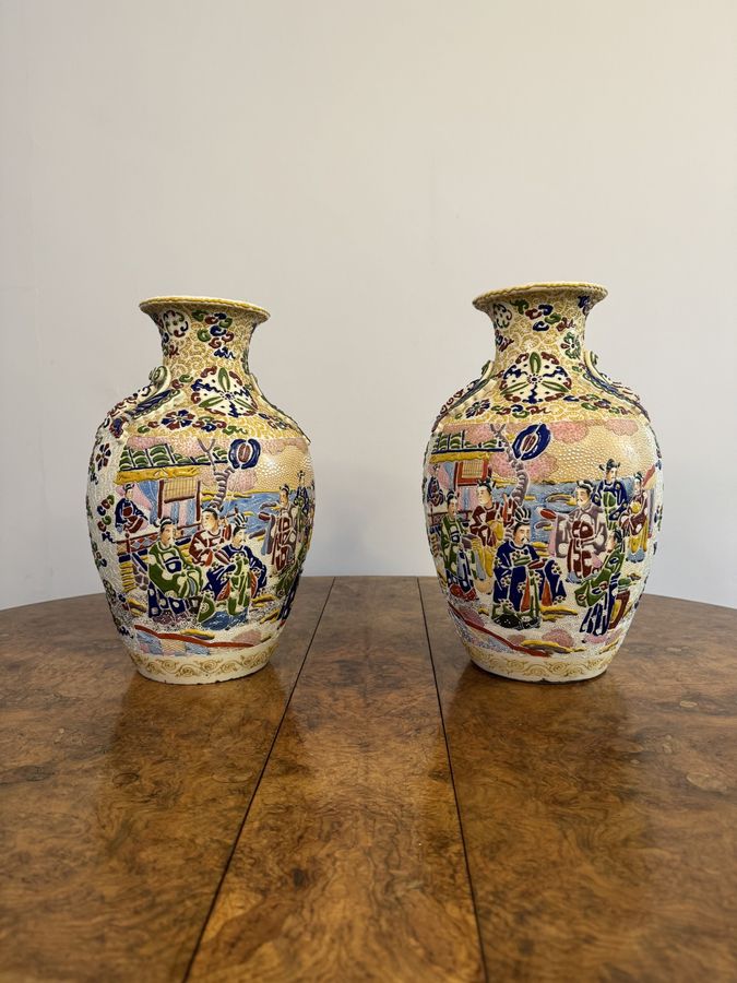 Antique Large quality pair of antique Satsuma vases