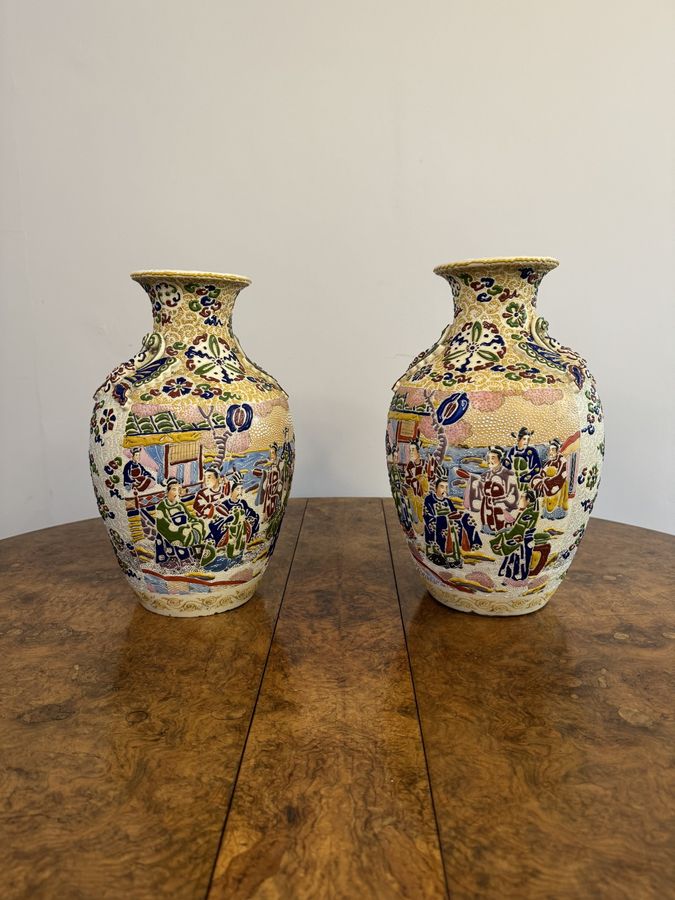 Antique Large quality pair of antique Satsuma vases