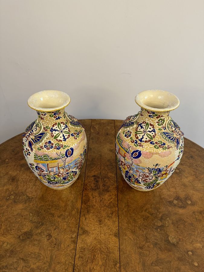 Antique Large quality pair of antique Satsuma vases