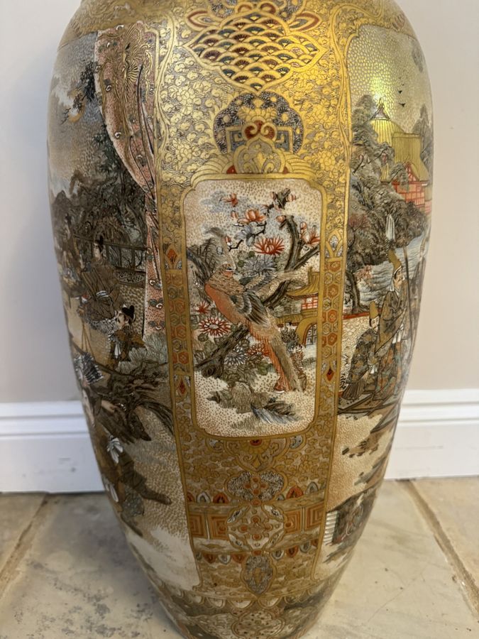 Antique Outstanding quality antique Japanese satsuma floor standing vase 