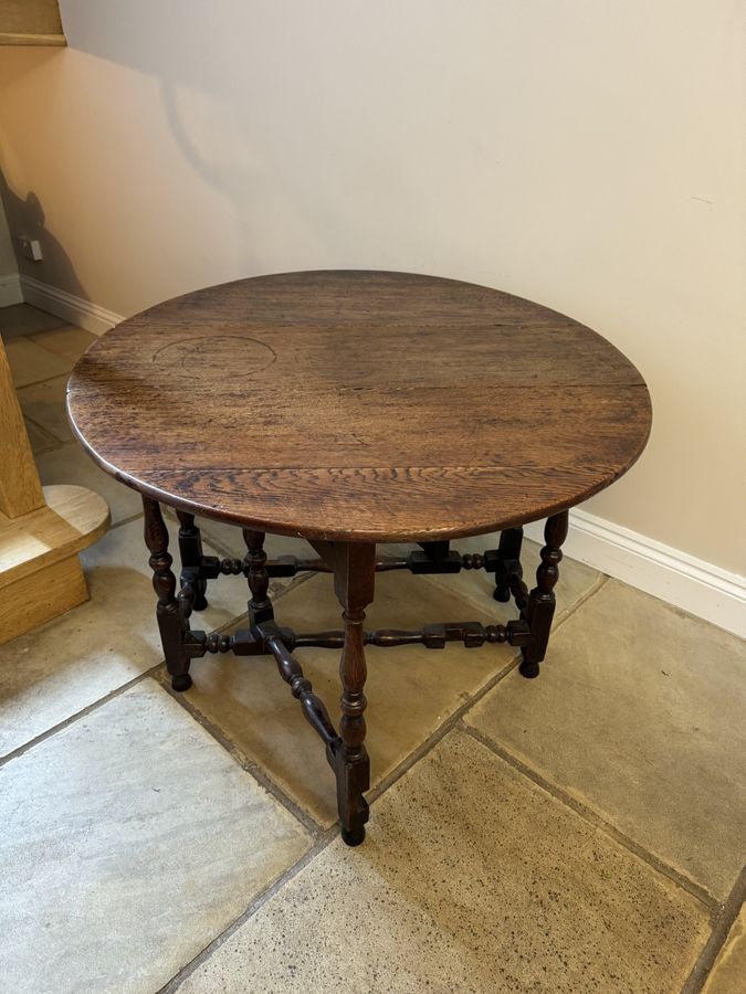 Antique 18th century quality antique oak drop leaf dining table 