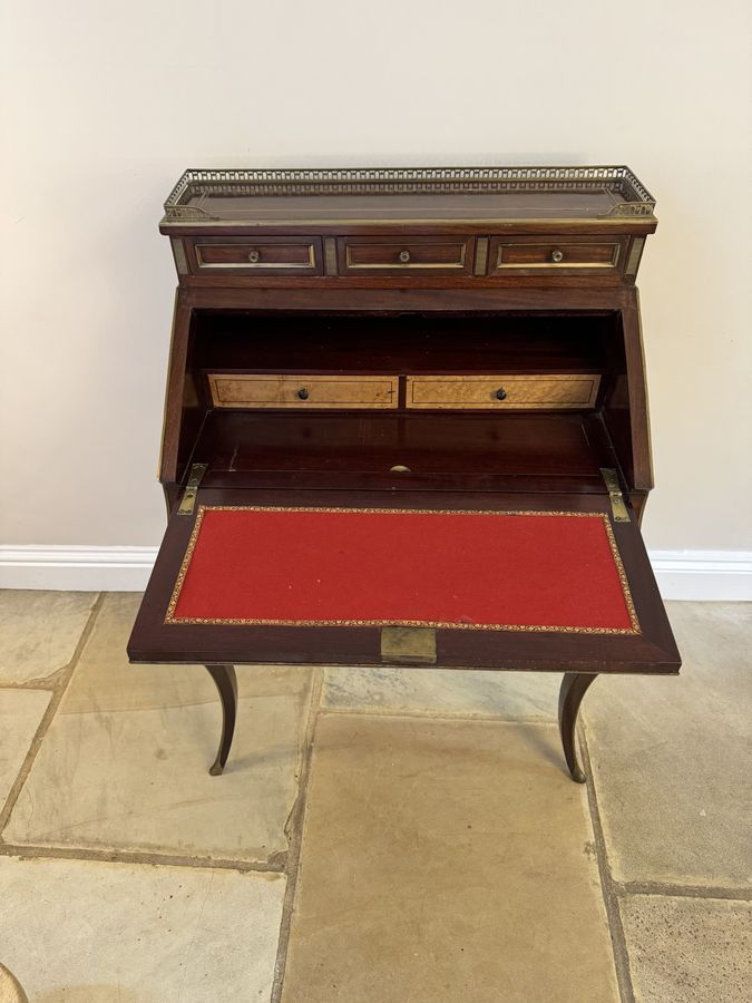 Antique Stunning antique Victorian French quality rosewood brass inlaid bureau 