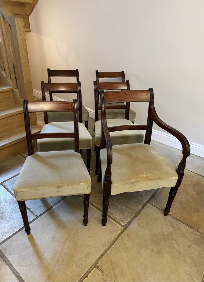 Antique Set of six antique Regency quality mahogany dining chairs 