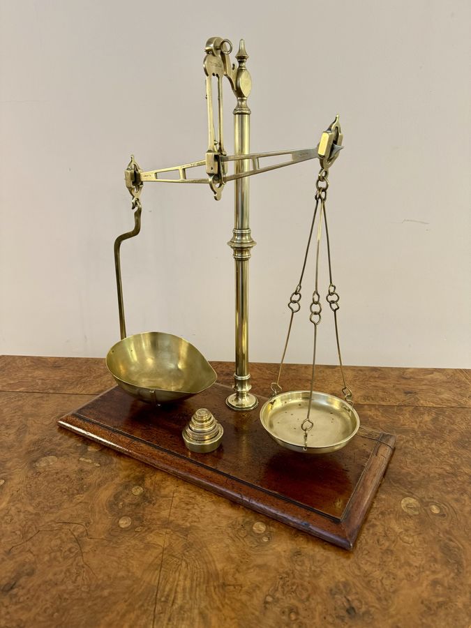 Antique Fantastic quality set of antique Victorian brass scales and weights