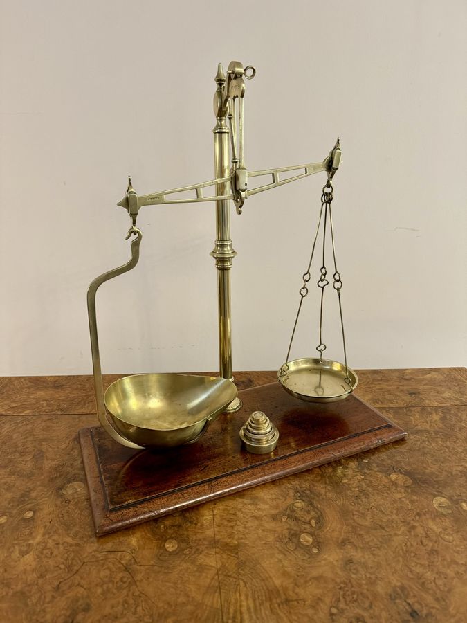 Antique Fantastic quality set of antique Victorian brass scales and weights