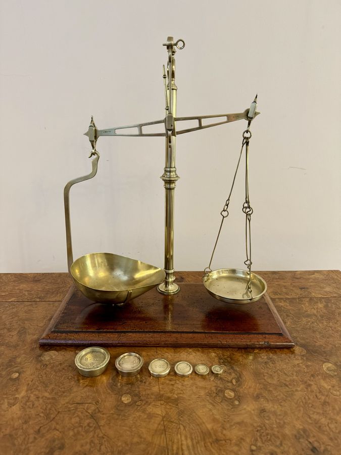 Antique Fantastic quality set of antique Victorian brass scales and weights