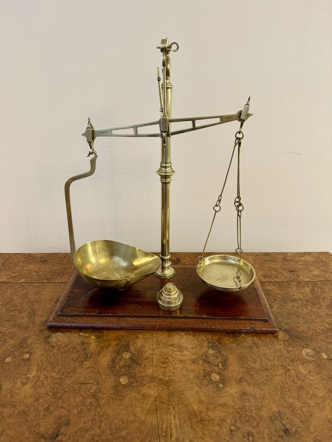 Antique Fantastic quality set of antique Victorian brass scales and weights