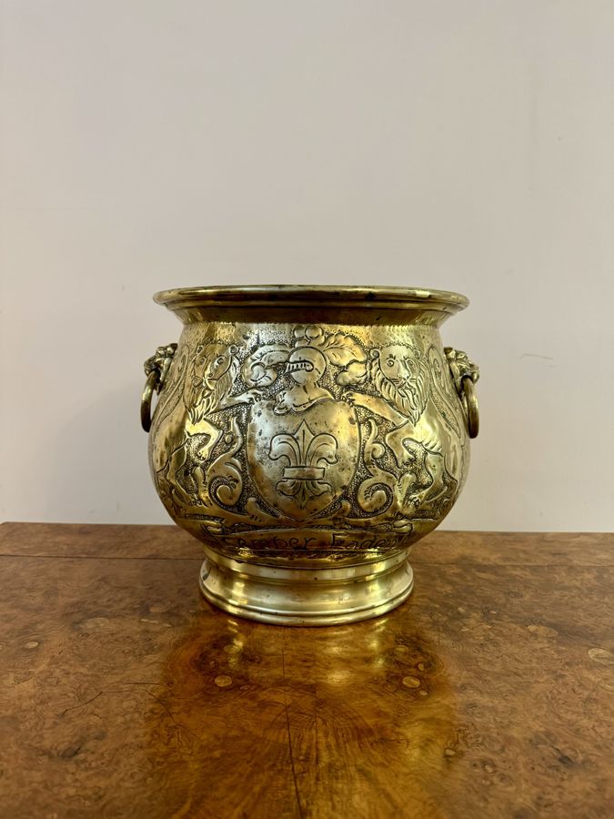 Antique Stunning quality large antique Victorian brass jardiniere 