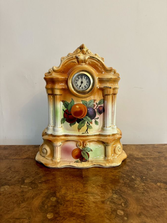 Pretty antique Staffordshire mantle clock