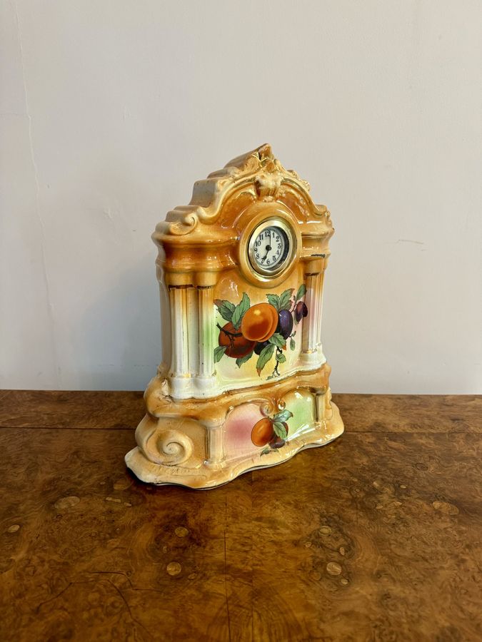 Antique Pretty antique Staffordshire mantle clock