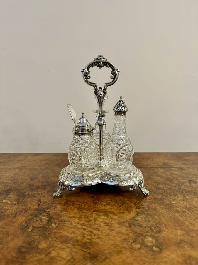 Stunning quality antique Edwardian silver plated cruet set