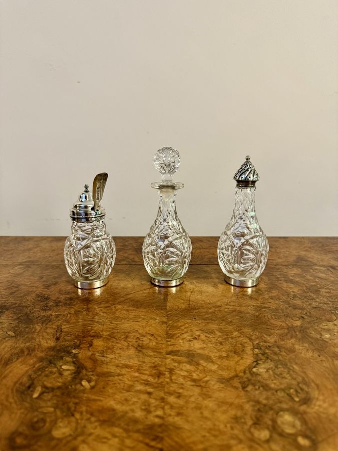 Antique Stunning quality antique Edwardian silver plated cruet set 