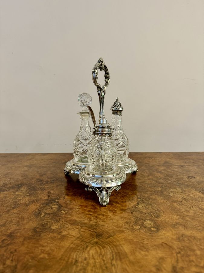 Antique Stunning quality antique Edwardian silver plated cruet set 