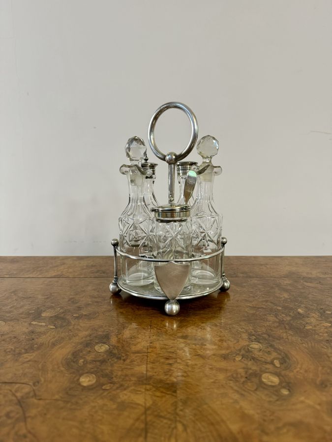 Lovely quality antique Edwardian silver plated cruet set