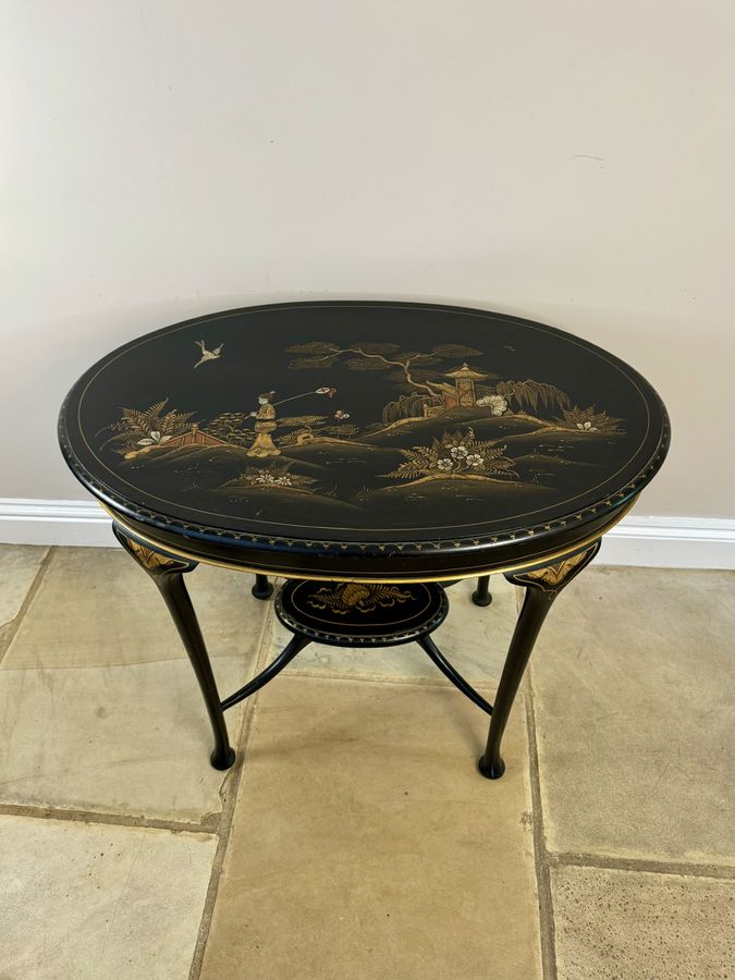 Antique Quality antique Edwardian chinoiserie decorated lamp table